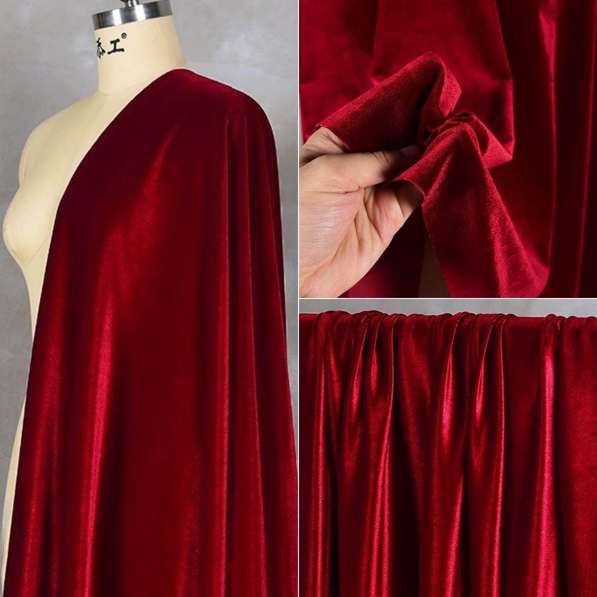 Velvet Fabric Embroidery - Einfarbiger, weicher, vierseitiger, elastischer Samtstoff, goldener