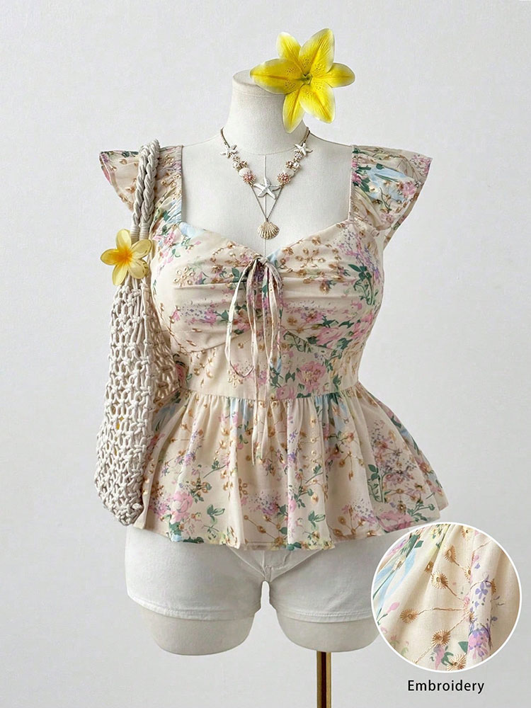 Embroidery Vest - Neues Besticktes Blumenmuster Übergröße Kurzes Korsett-Oberteil