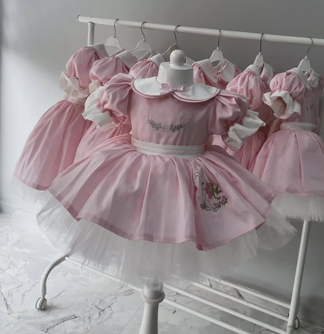 Embroidery Rabbit - 0-12Y Sommer Baby Mädchen Kaninchen Stickerei