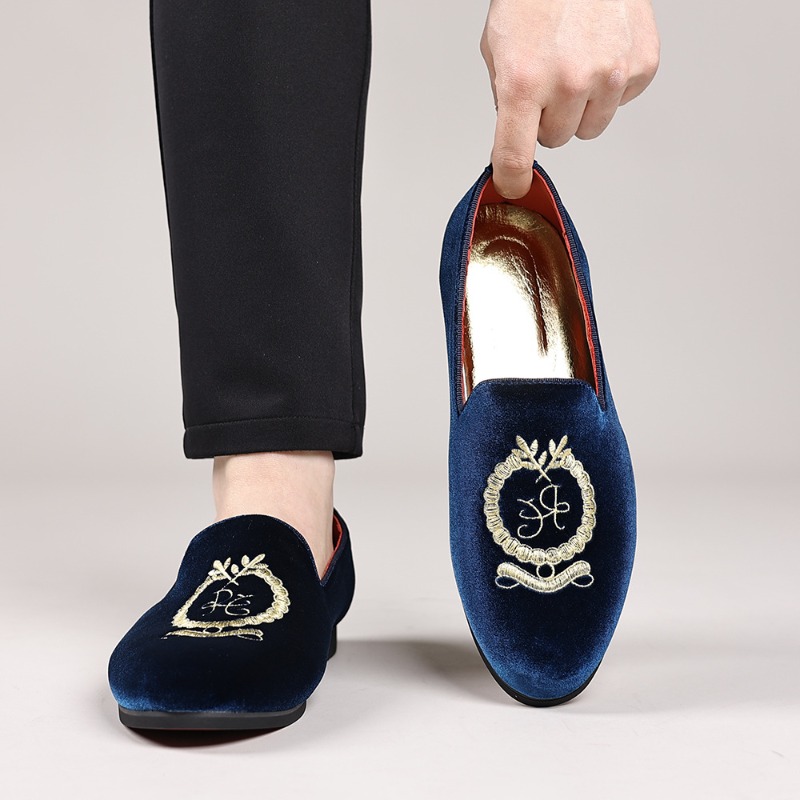 Embroidery On Leather - Luxuriöse Designer-Loafer, Wildleder, Stickerei, Freizeitschuhe, spitze