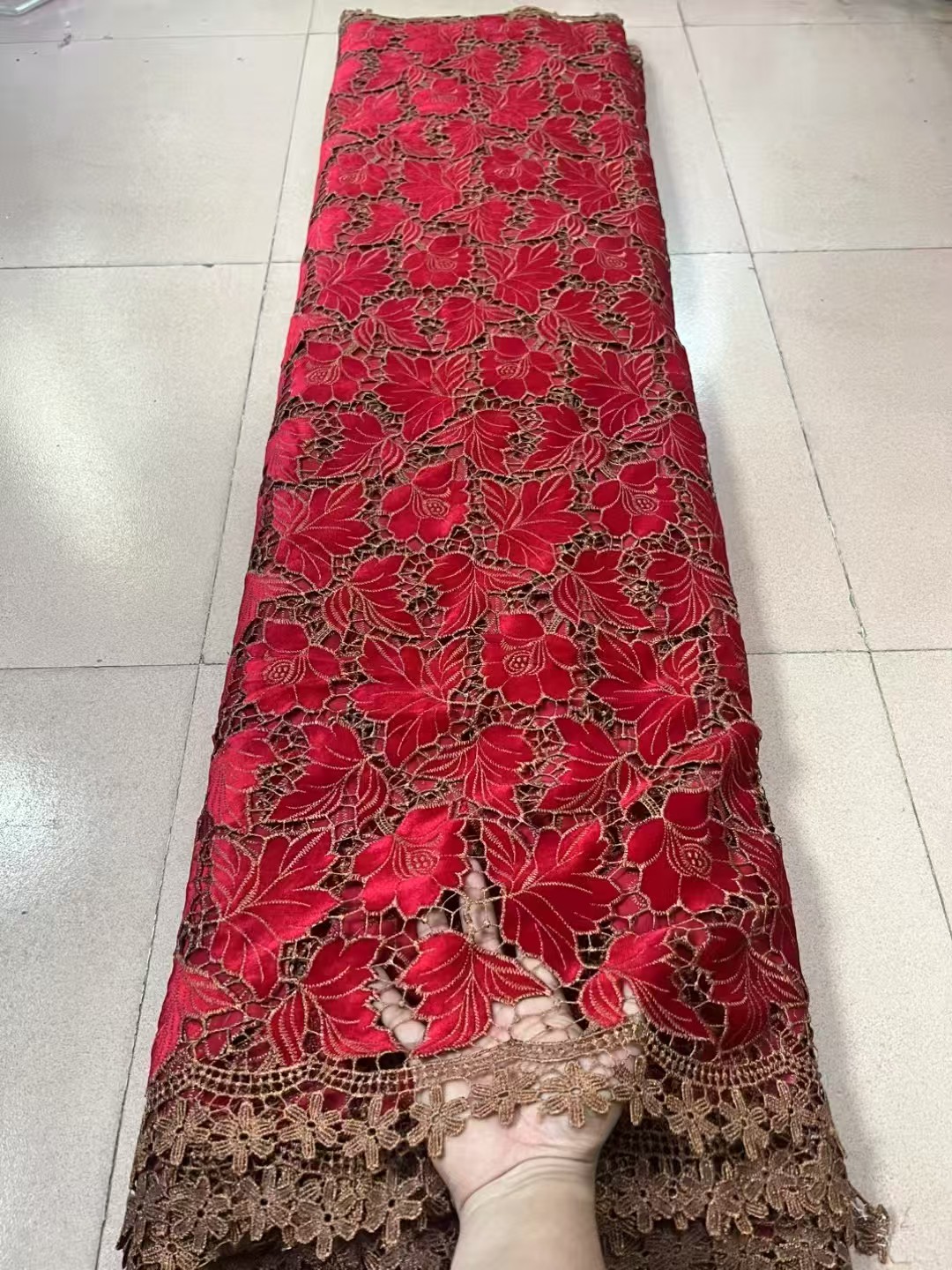 Velvet Fabric Embroidery - Afrikanischer Samt-Spitzenstoff, 5 Yards, hochwertiges Partykleid,