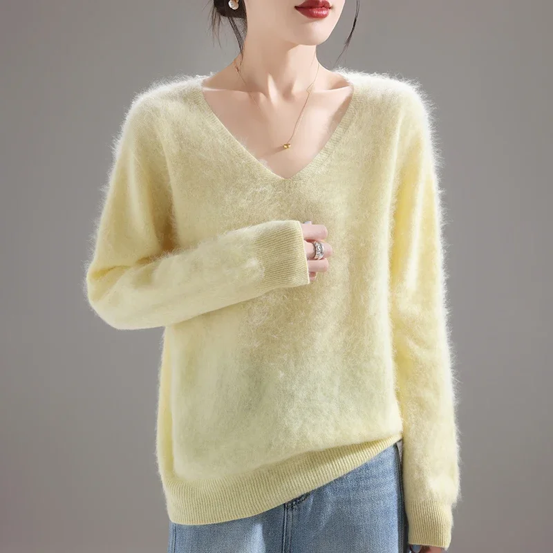 Embroidery Origin - 2025 Damen 100% Merinowolle Pullover, Dicker