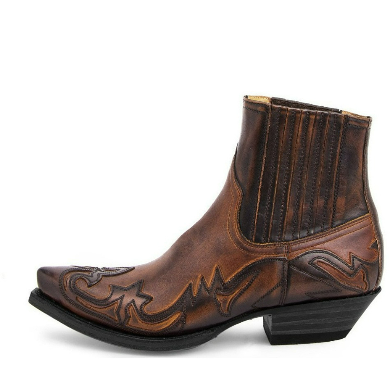 Embroidery On Leather - Herren Western Cowboy Stiefel Handgefertigte Knöchelstiefel
