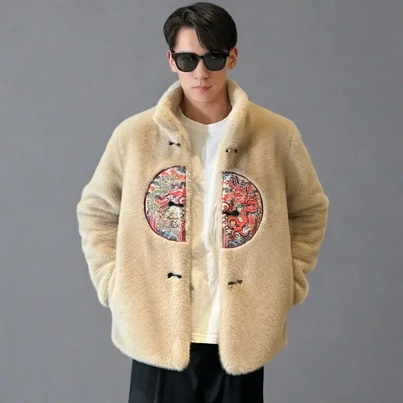Embroidery Jacket - Winter Pelz Jacke Stickerei männer Kleidung