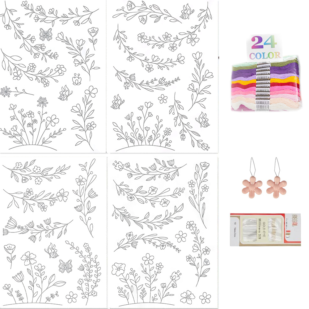Embroidery For Beginners - Wasserlösliches Stickerei-Stabilisierungspapier, selbstklebend, auswaschbare Blätter, Blumen-
