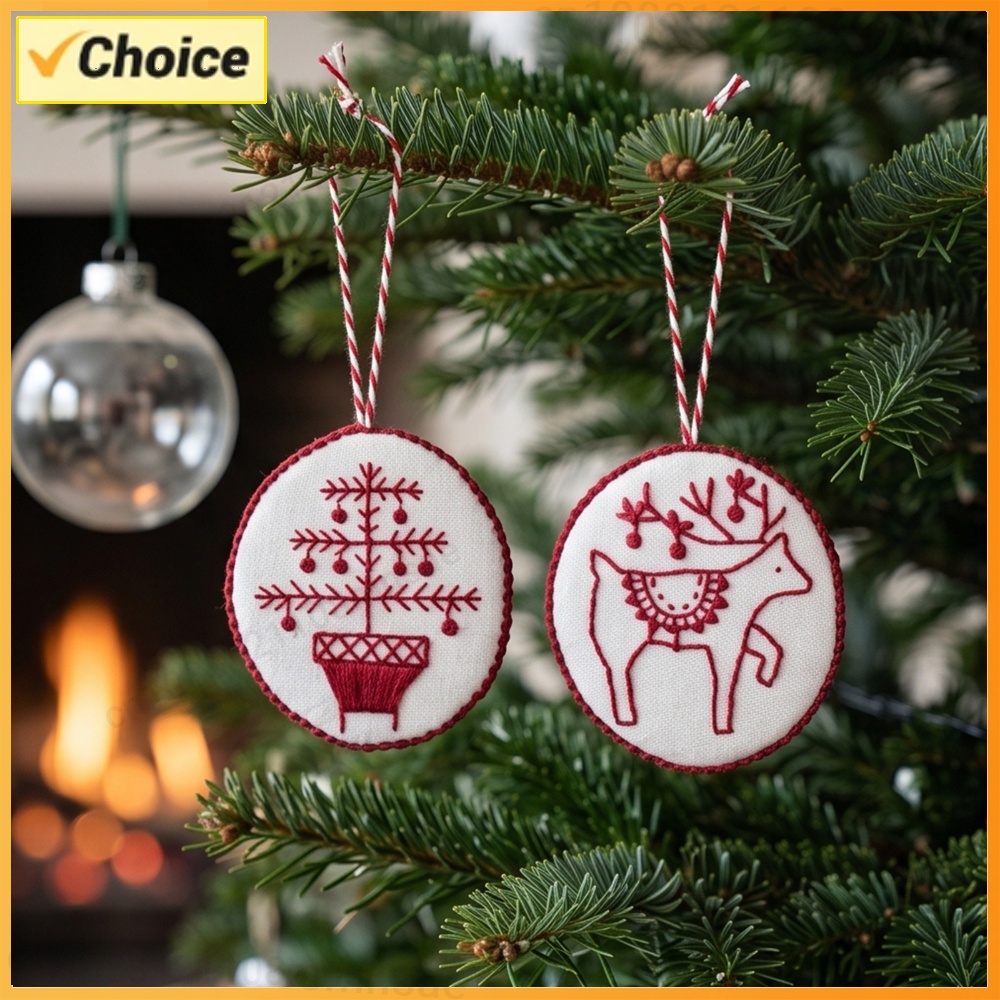 Embroidery Xmas Kits - Weihnachts-Stickset mit Werkzeugset, Gestickte Weihnachtsbaum-Ornamente, Handgemachtes