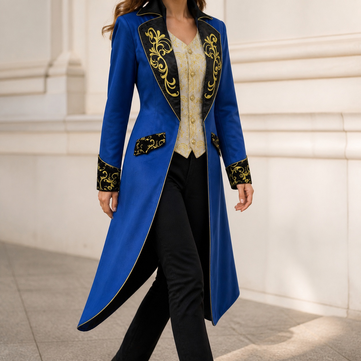 Embroidery Jacket - Damen-Mantel mit langen Ärmeln, Vintage-Print, für