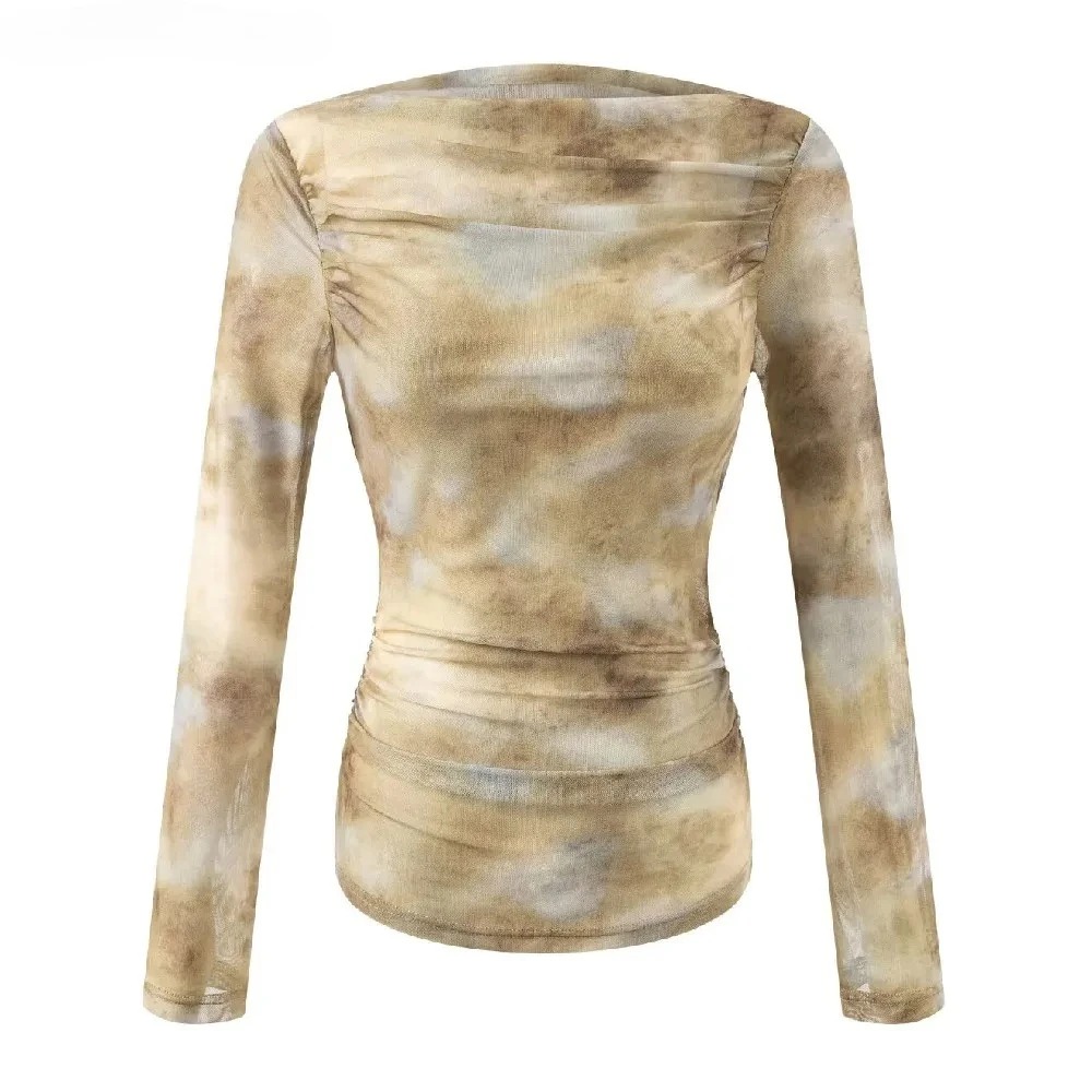 Embroidery Origin - 2025 Sexy Tie-Dye-Print T-Shirt mit gerafften