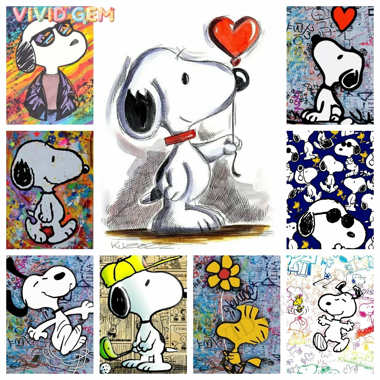 Embroidery For Beginners - VIVID GEM Kawaii Graffiti Snoopy Cartoon