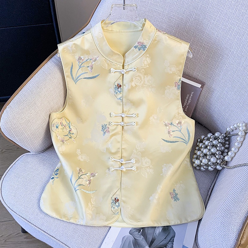 Embroidery Vest - Neuer chinesischer Stil, orientalisch-klassische, schwere Satin-Stickerei,