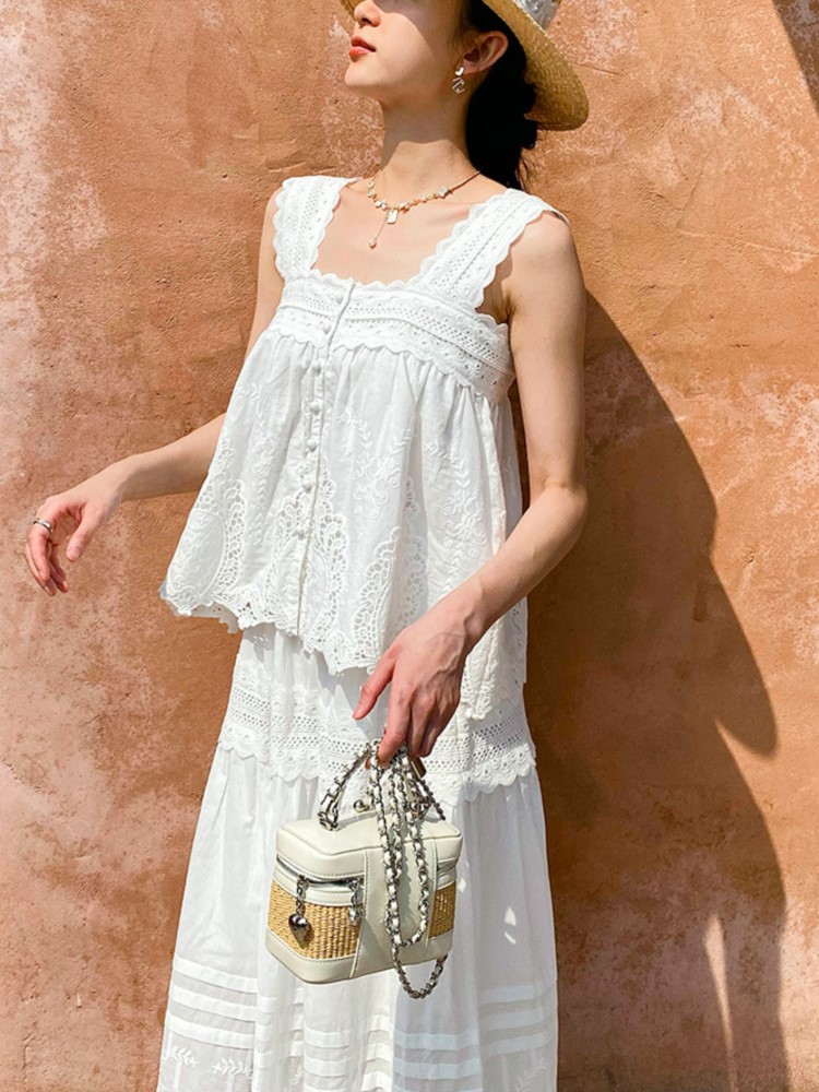 Bohemian Weiß Square-neck West – Embroidery Vest Bewertung und Preis