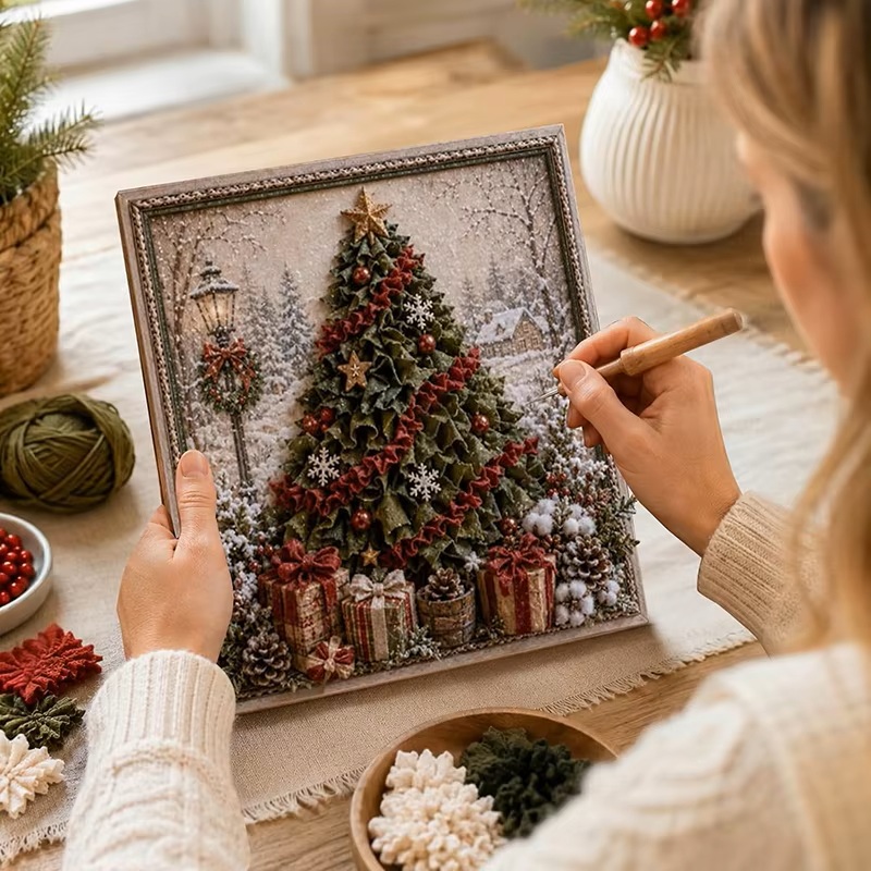 Weihnachts-3D-Stoff-Poke-Art-S – Embroidery Xmas Kits Bewertung und Preis