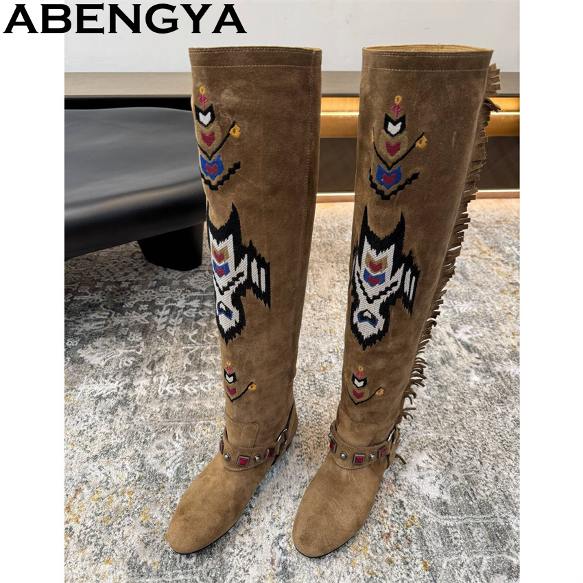 ABENGYA 2026 Winter Neue Knieh – Embroidery On Leather Bewertung und Preis
