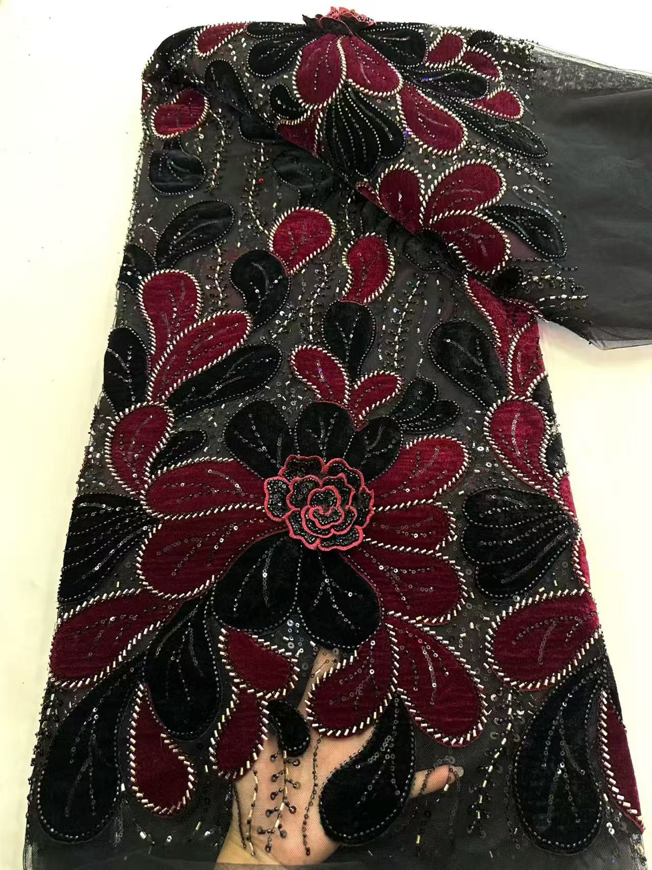 Neuester afrikanischer Samt-Sp – Velvet Fabric Embroidery Bewertung und Preis