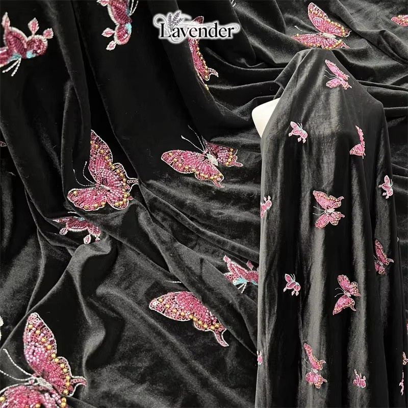 Schwarzer, weicher Samtstoff m – Velvet Fabric Embroidery Bewertung und Preis