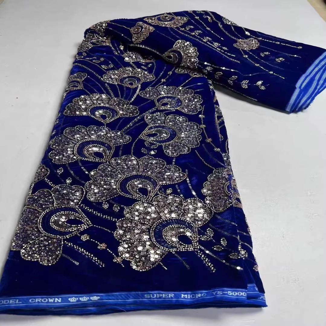 5 Yard neuer Samtstoff mit Pai – Velvet Fabric Embroidery Bewertung und Preis