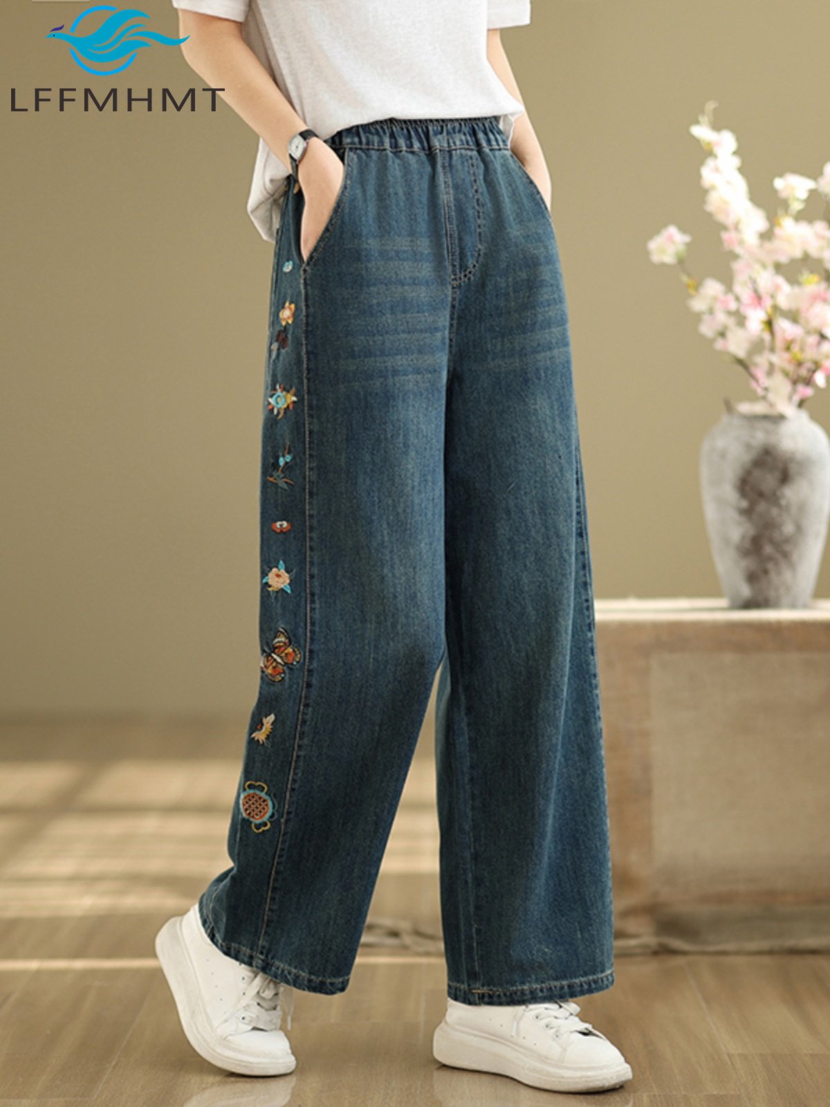 Blumenstickerei Damen-Jeans Gu – Embroidery Unique Design Bewertung und Preis