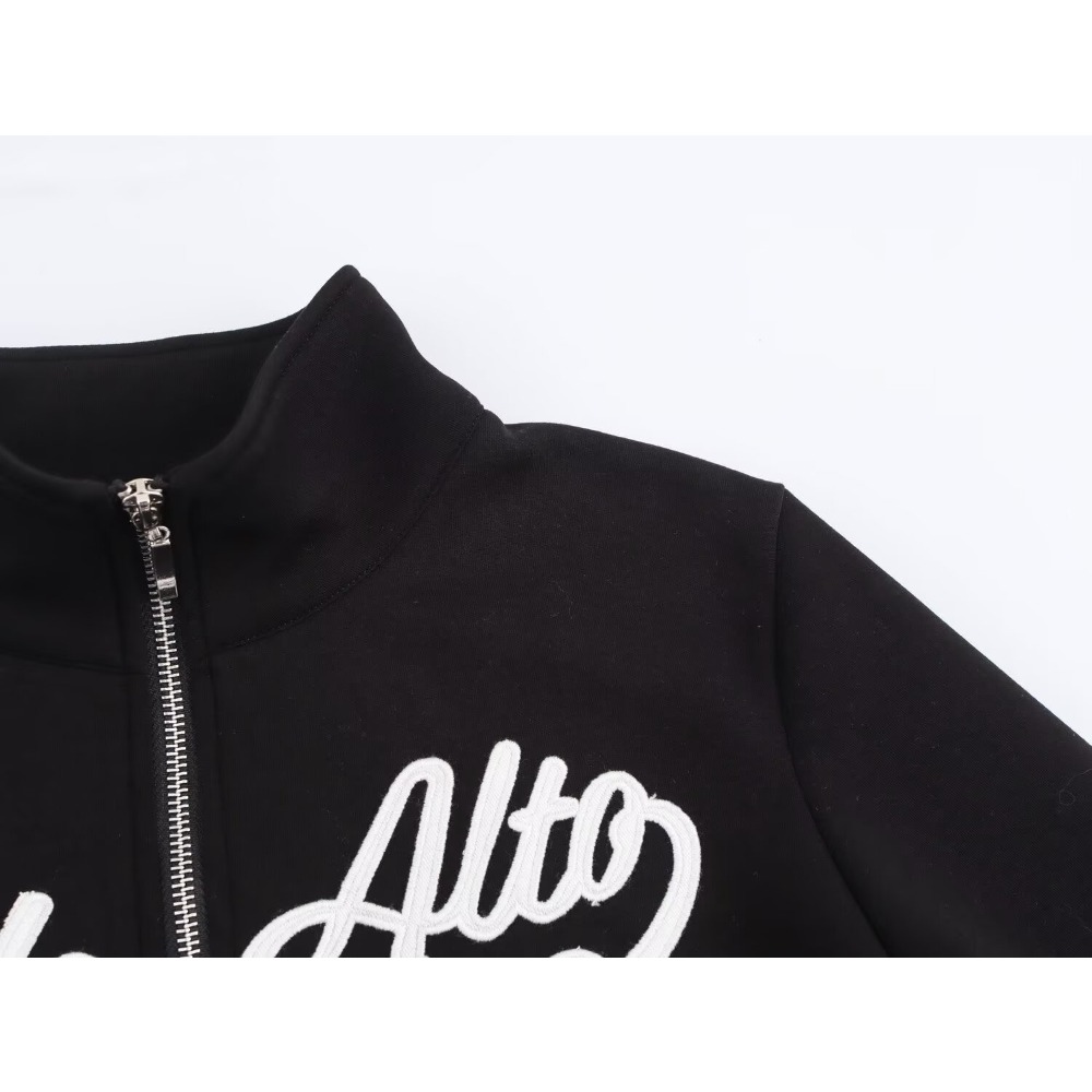 Lässiges schwarzes Varsity-Spo – Embroidery Jacket Bewertung und Preis